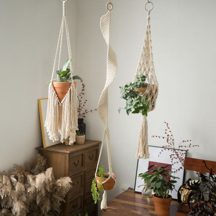 Boho Elegance: Hanging Macramé Plant Holders