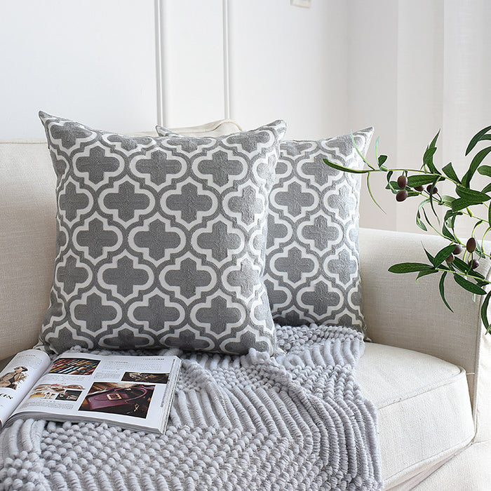 Geometric Embroidered Pillowcases