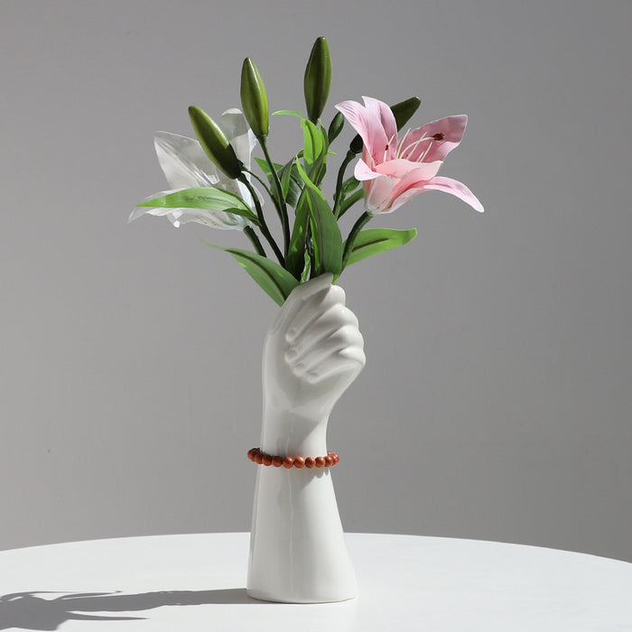 Renaissance-Inspired Ceramic Hand Vase