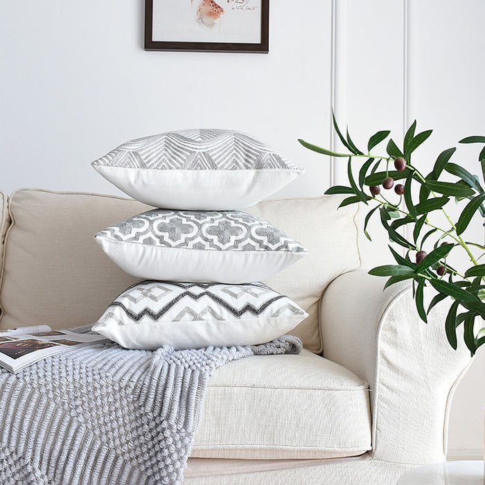 Geometric Embroidered Pillowcases